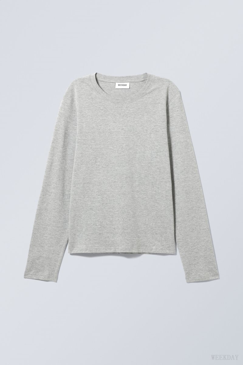 Weekday Essence Standard Long Sleeve Szürke | FROW0758