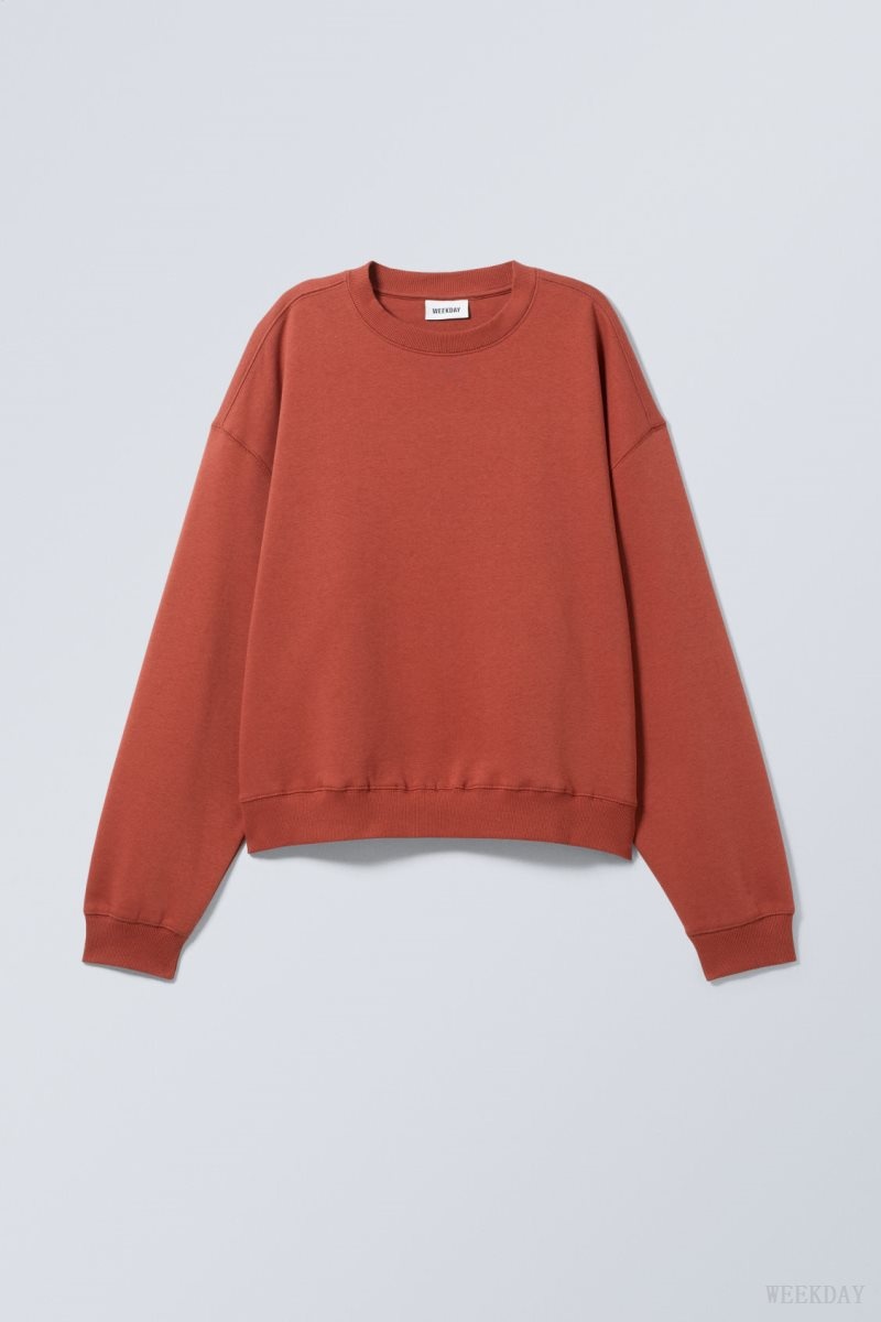 Weekday Essence Standard Sweatshirt Bordó | ZXDM7445