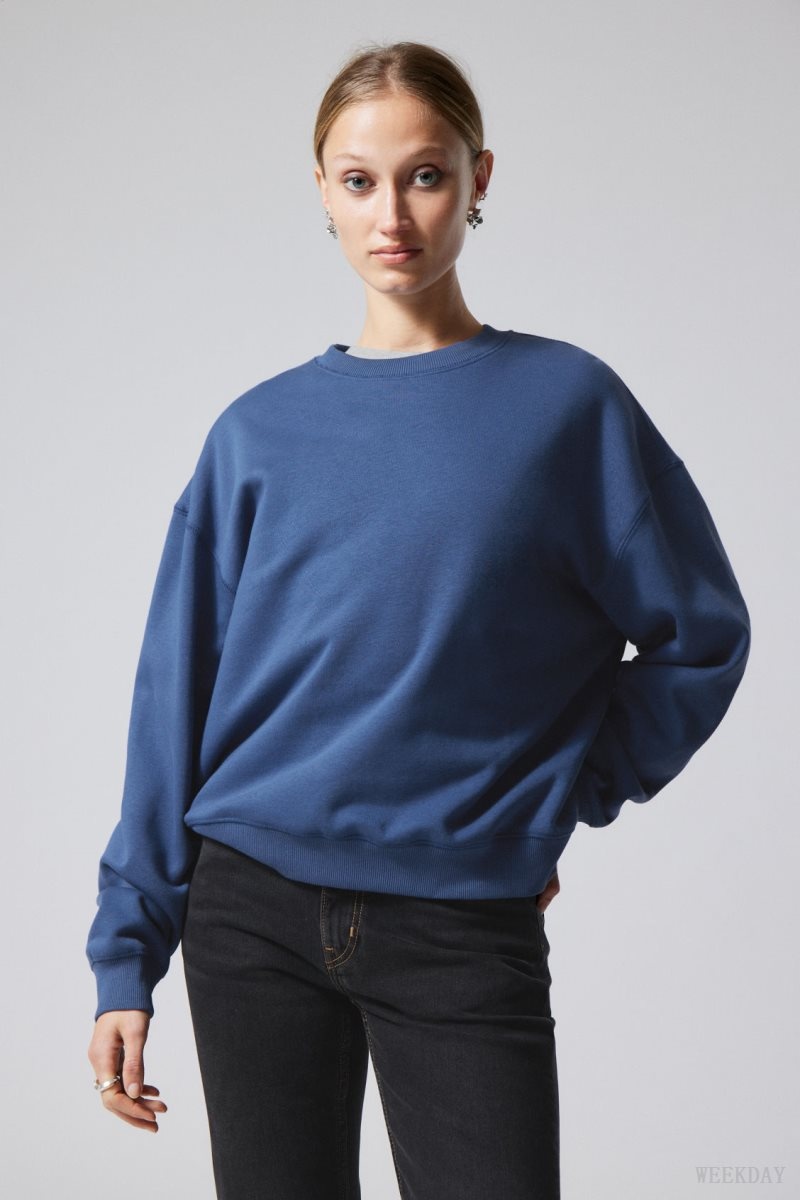 Weekday Essence Standard Sweatshirt Kék | WFMR7350