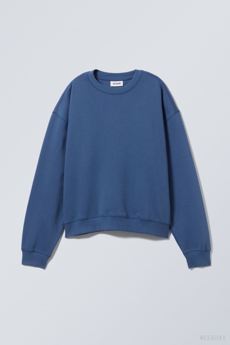 Weekday Essence Standard Sweatshirt Kék | WFMR7350