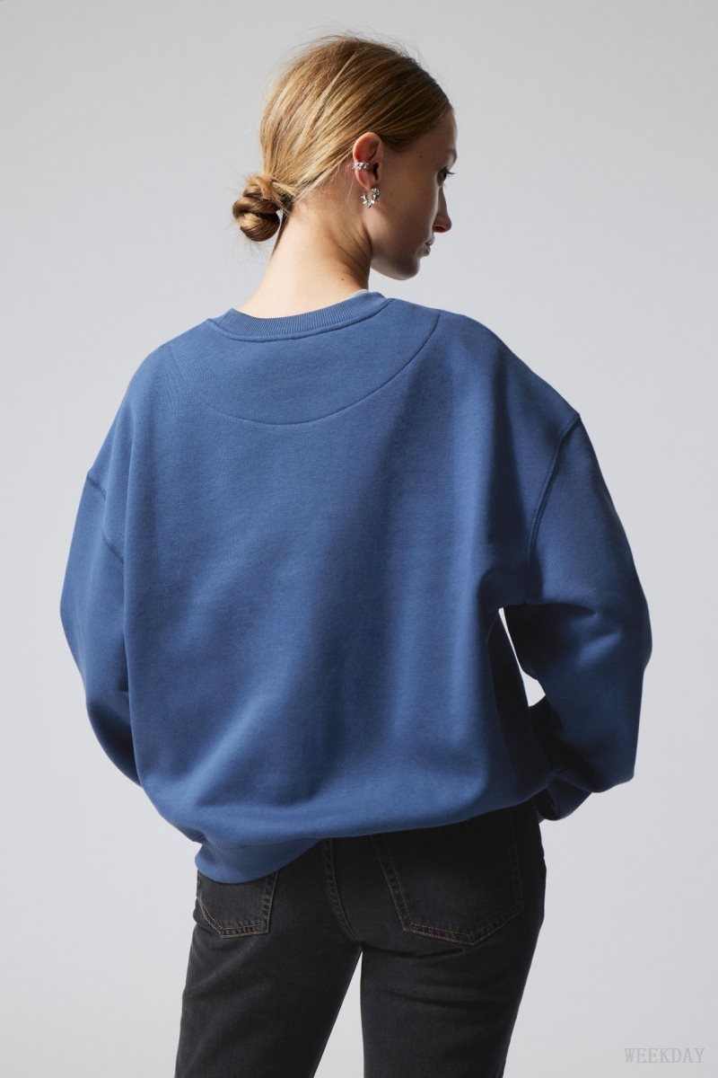 Weekday Essence Standard Sweatshirt Kék | WFMR7350