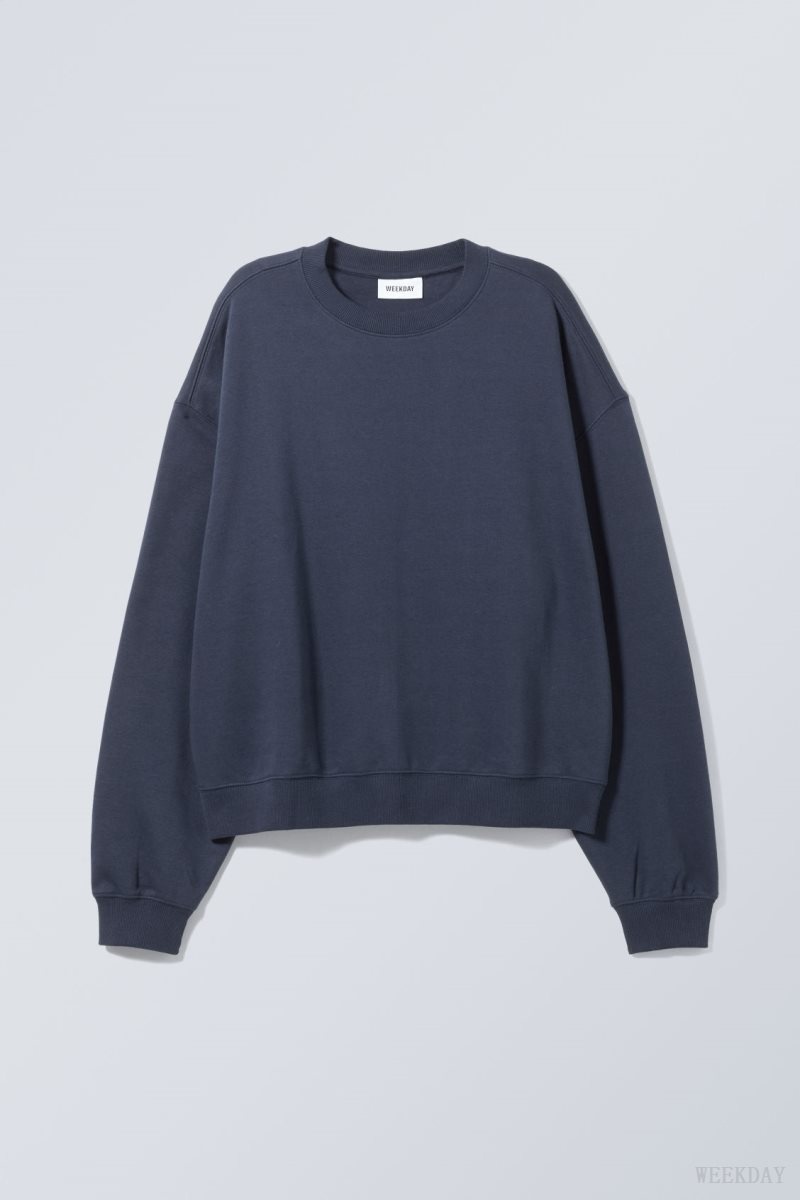 Weekday Essence Standard Sweatshirt Sötétkék | GCBR9067