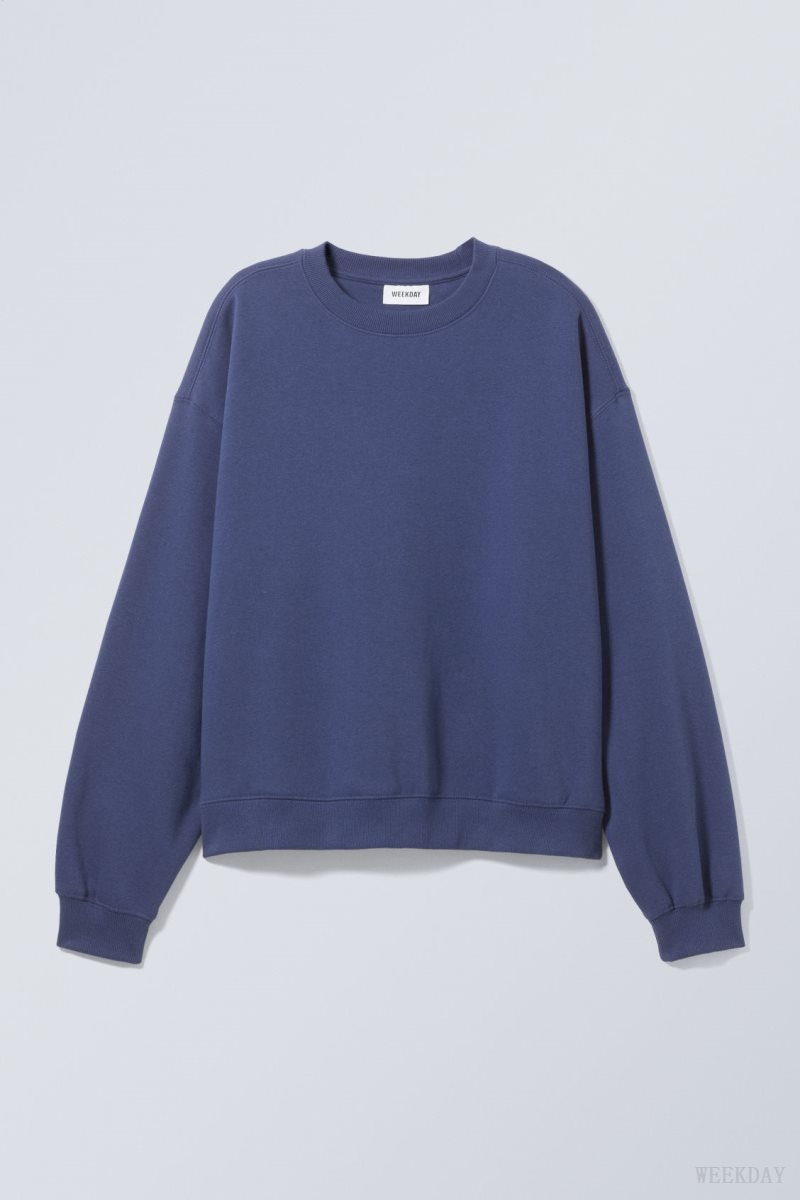 Weekday Essence Standard Sweatshirt Sötétkék | MZFA4663