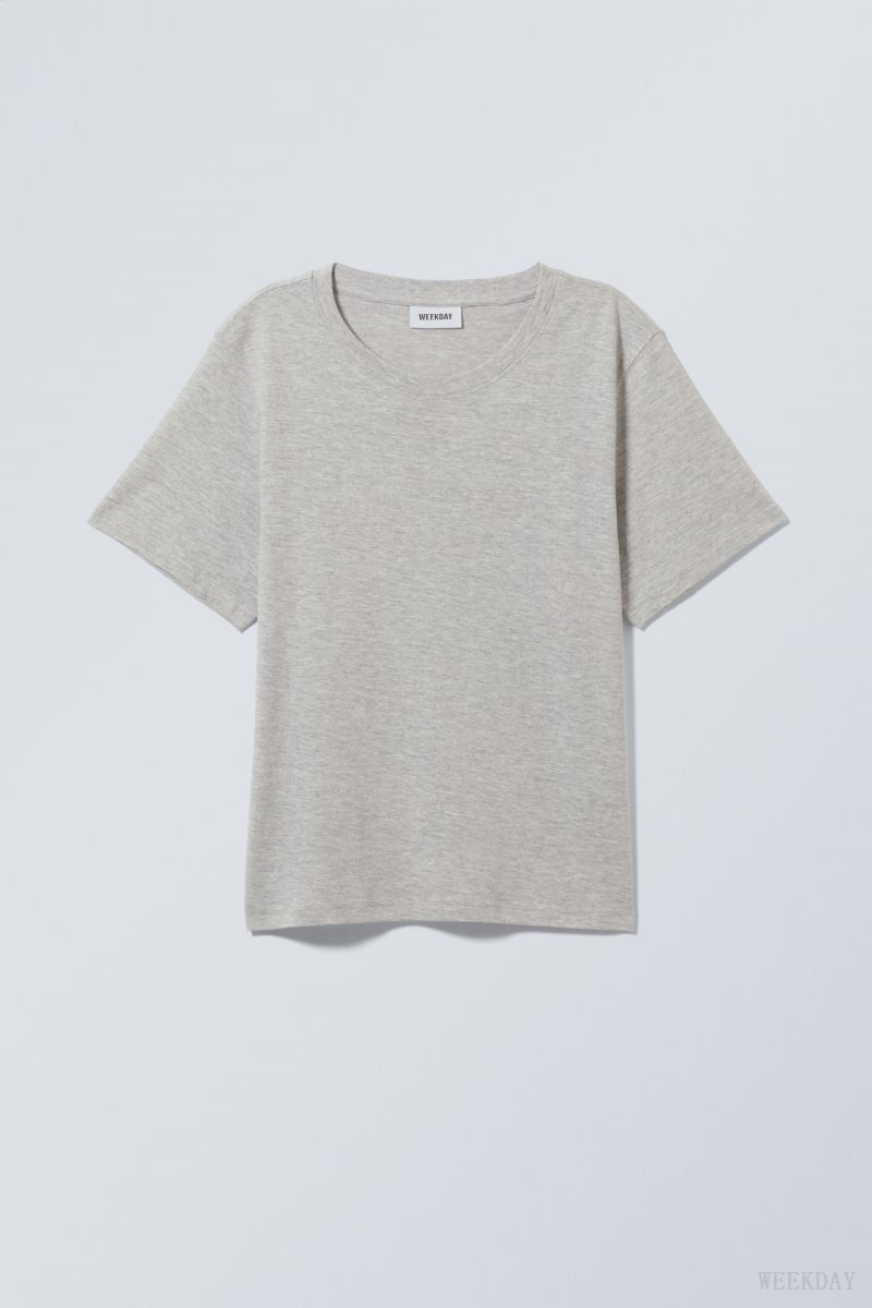 Weekday Essence Standard T-shirt Szürke | EIUO8850