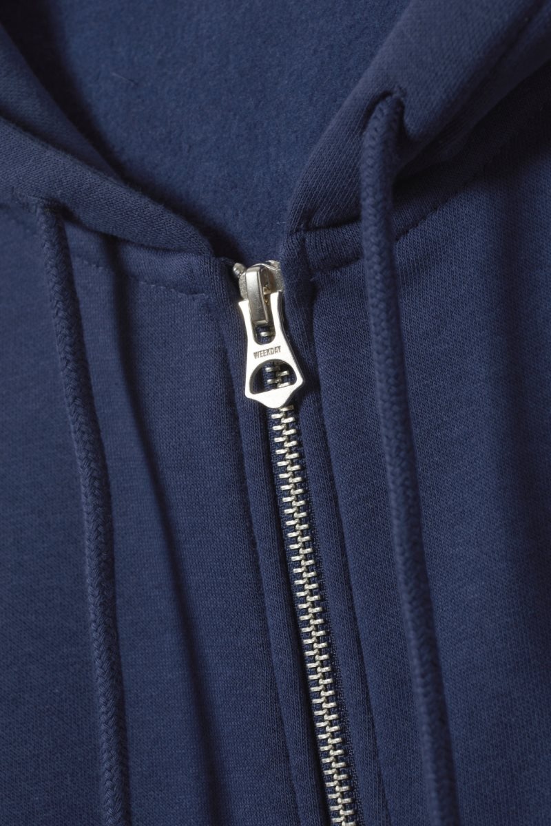 Weekday Essence Standard Zip Hoodie Sötétkék | CWWO3388