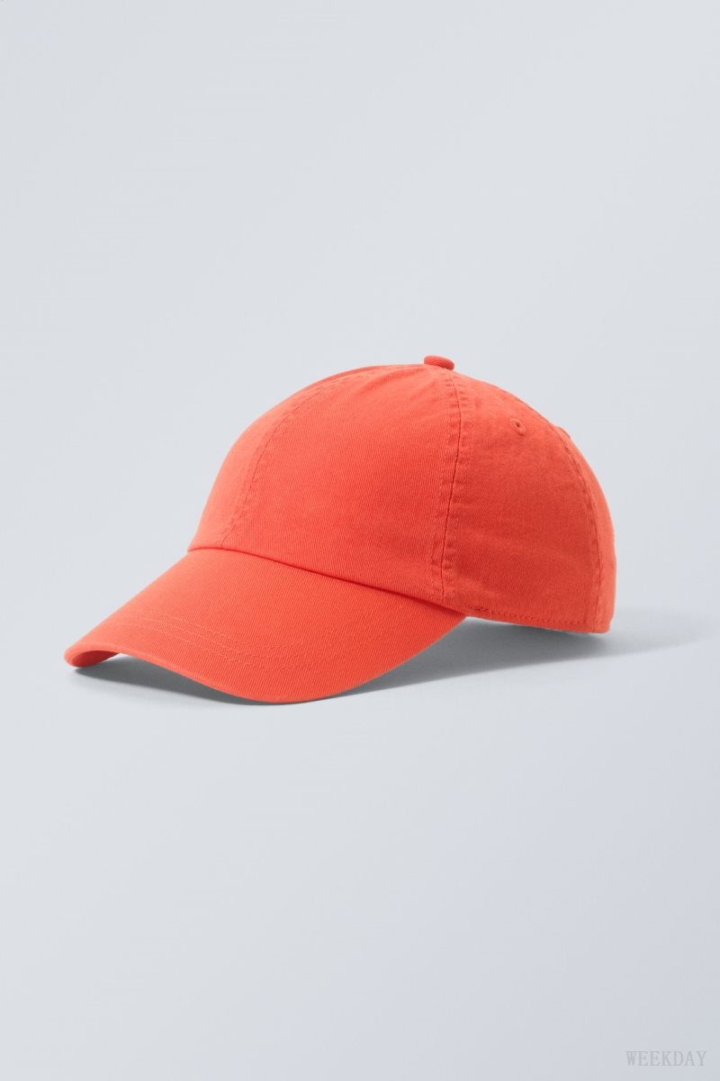 Weekday Essential Washed Cap Korall Narancssárga | HNYP2313