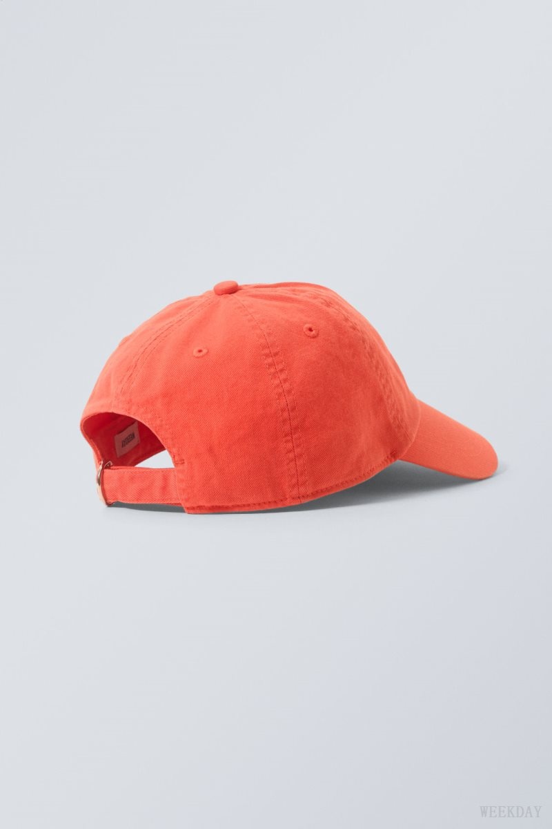 Weekday Essential Washed Cap Korall Narancssárga | HNYP2313