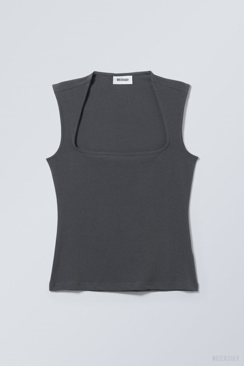 Weekday Esti Tank Top Sötétszürke | JCKE6224