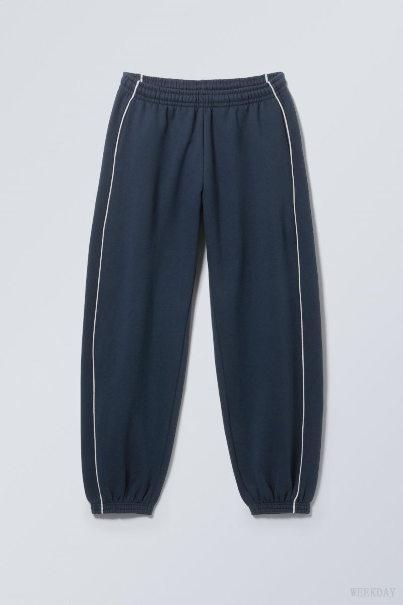 Weekday Even Piping Sweatpants Sötétkék | ZJZM7972