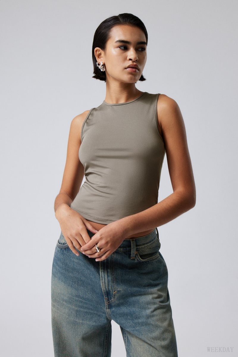 Weekday Fine Fitted Tank Top Szürke | HXSK9574