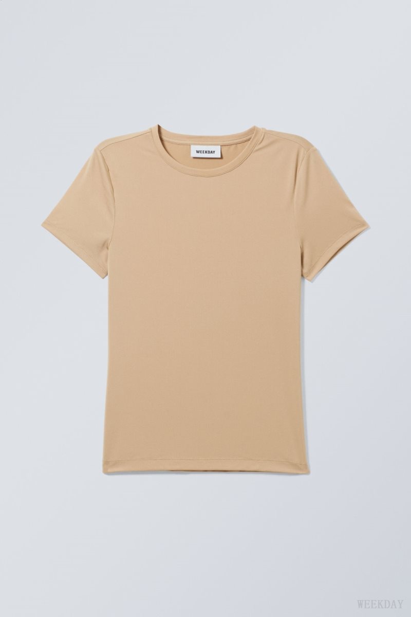 Weekday Fine T-shirt Bézs | VLHU7728