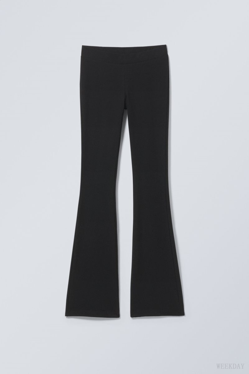 Weekday Flared Jersey Trousers Fekete | ASZX2141