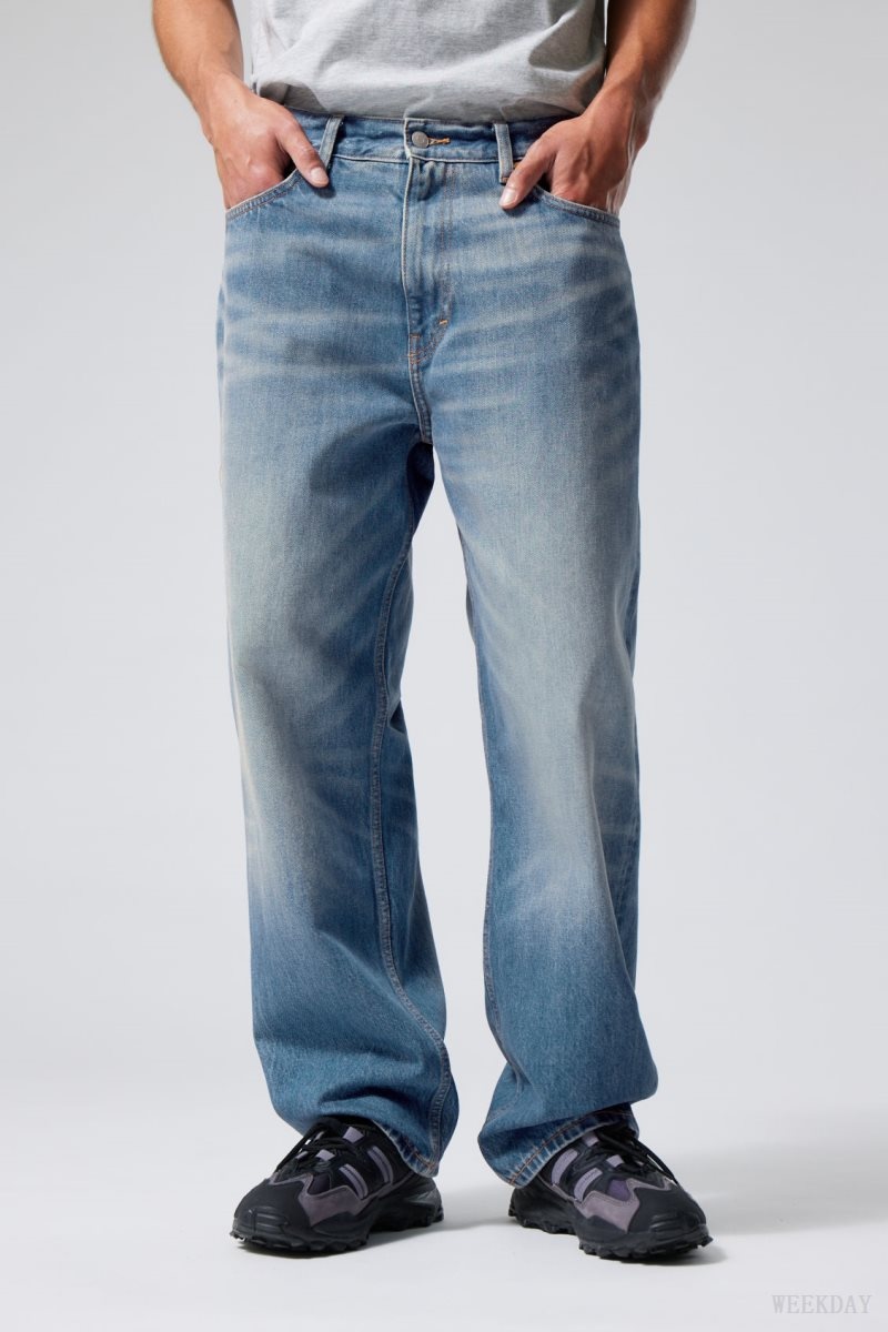 Weekday Galaxy Loose Egyenes Jeans Kék | QBGE1290