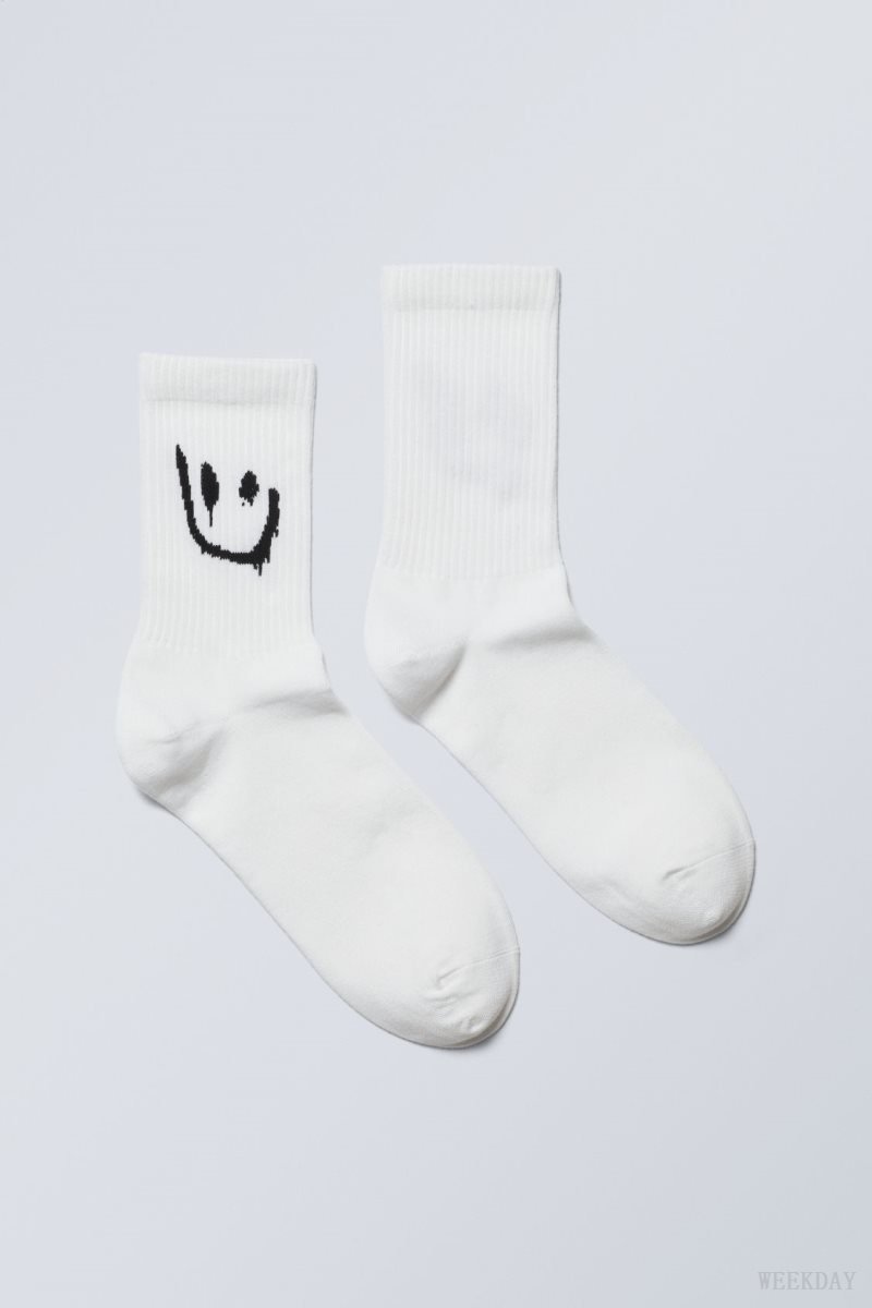 Weekday Grafika Sport Sock Drippy Smiley | FSQN3739