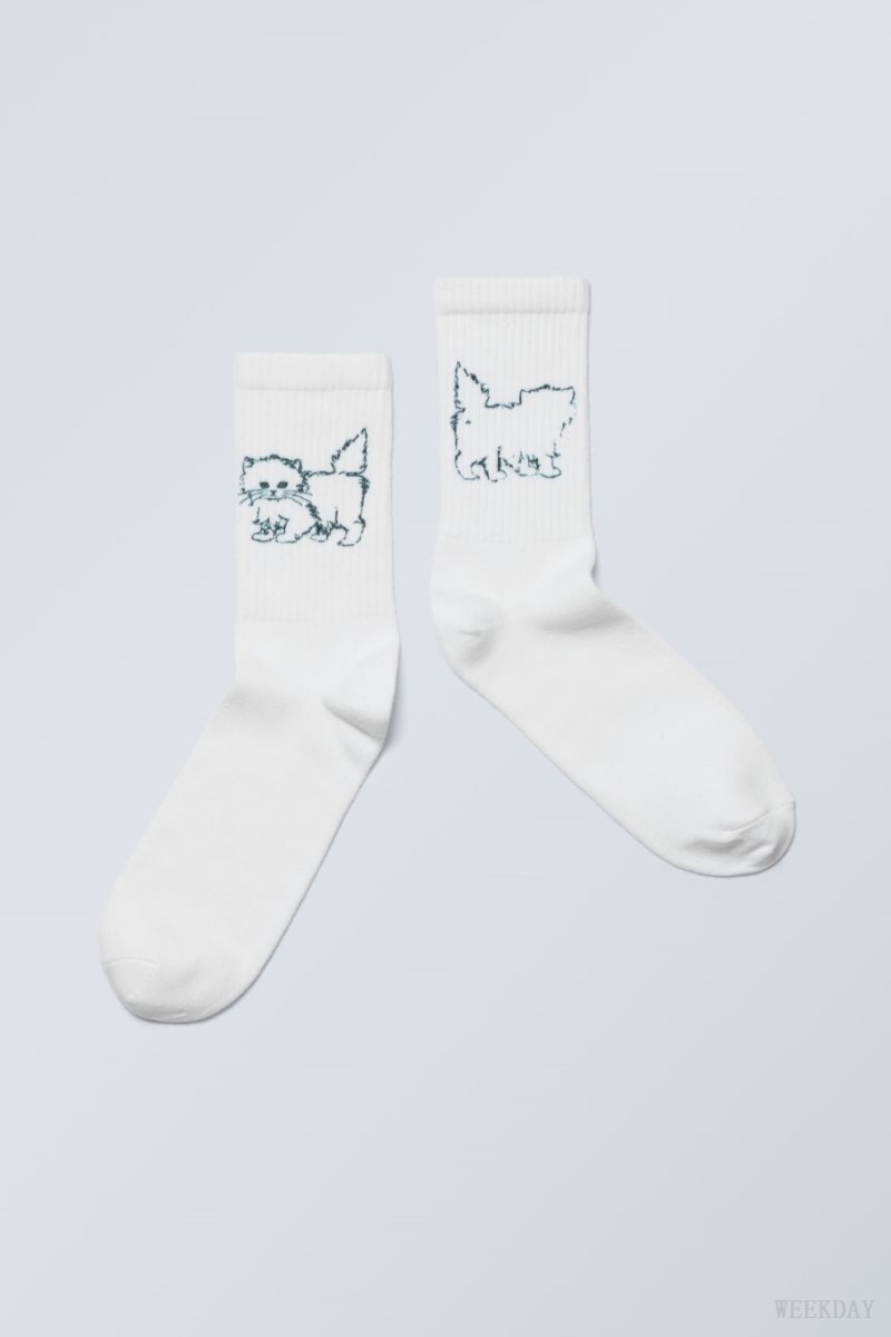 Weekday Grafika Sport Sock Extrovert Kitten | SUWH4041