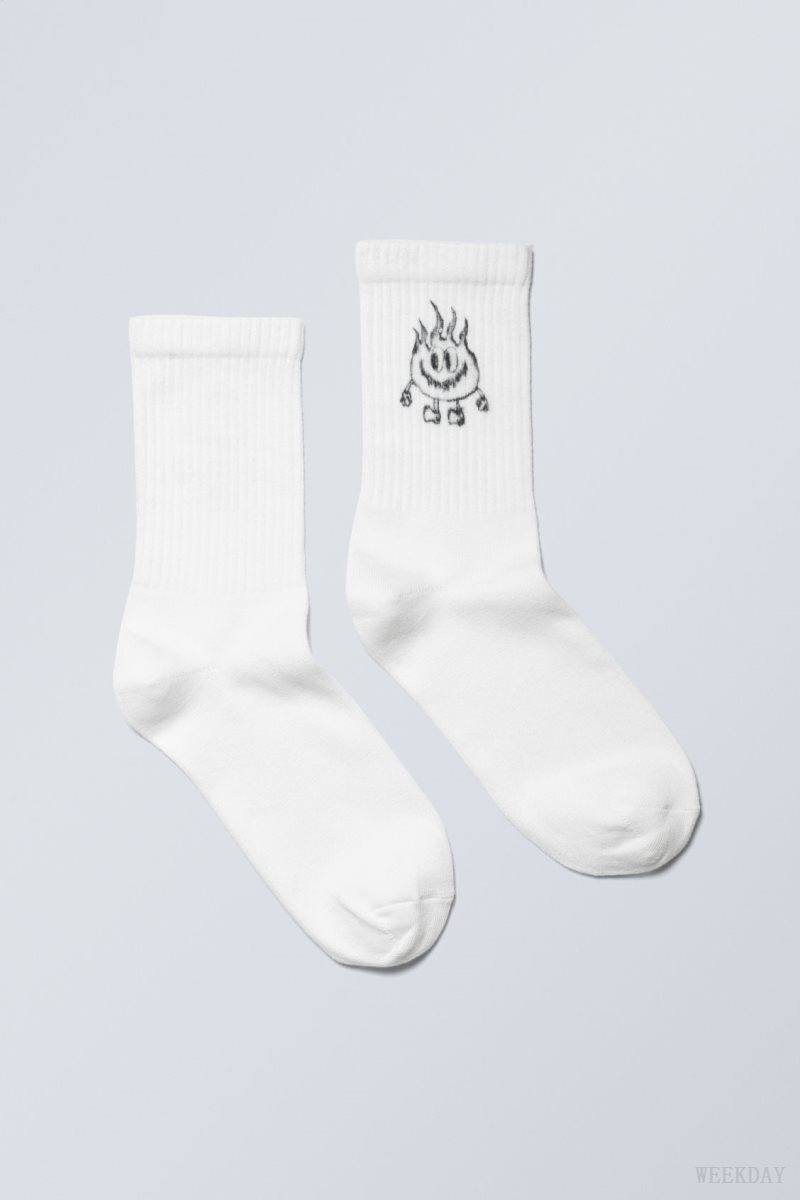 Weekday Grafika Sport Sock Happy Flame | FNDN2760