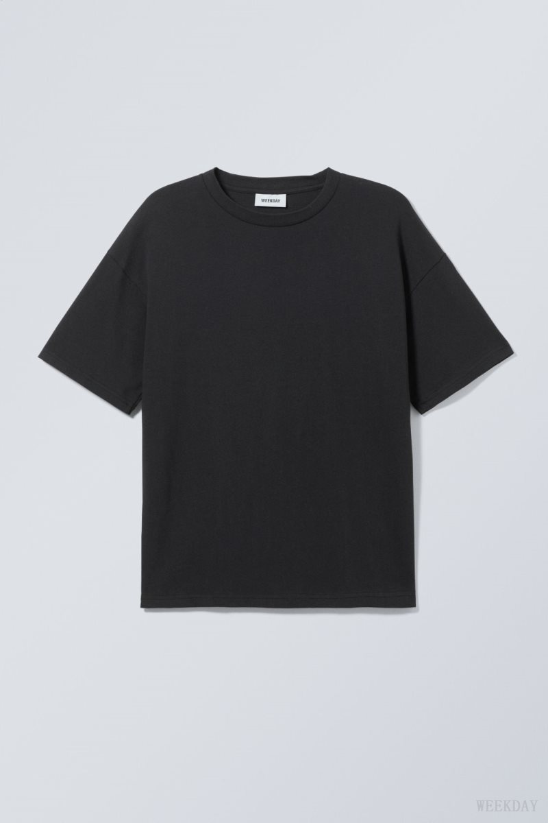 Weekday Great Boxy Heavyweight T-Shirt Fekete | FRPE2808