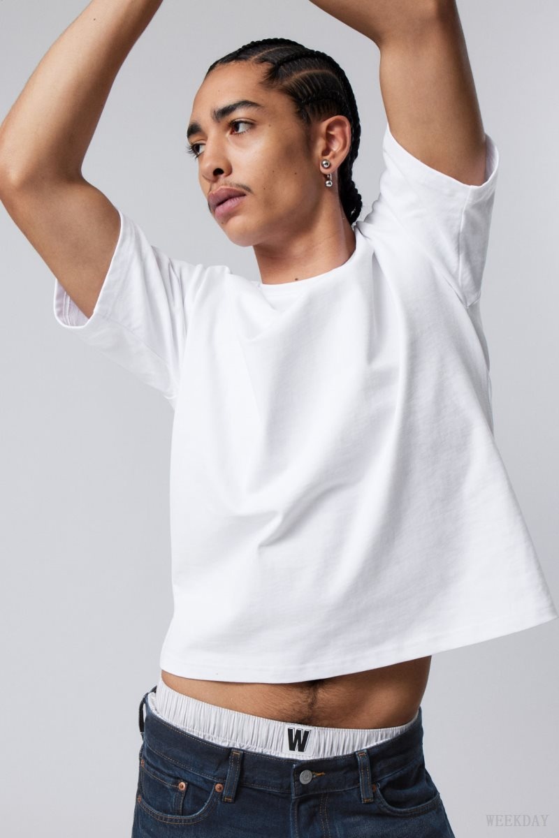 Weekday Great Boxy Heavyweight T-Shirt Fehér | MYWG2533