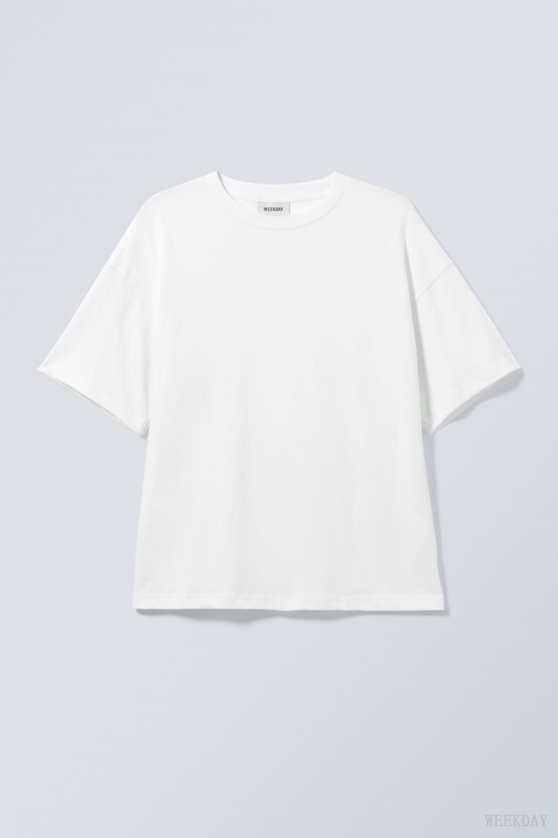 Weekday Great Boxy Heavyweight T-Shirt Fehér | MYWG2533