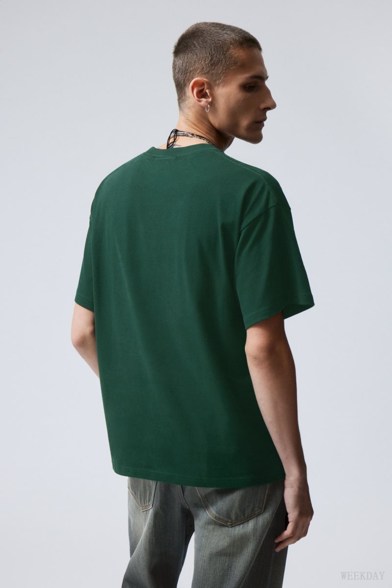 Weekday Great Boxy Heavyweight T-Shirt Sötétzöld | EWRP8131