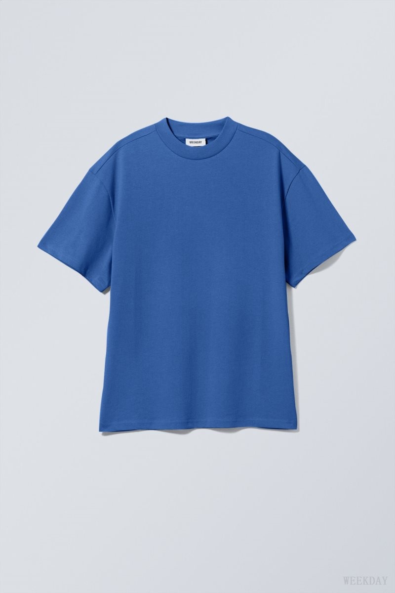 Weekday Great Heavyweight T-shirt Sötétkék | DLCO7984