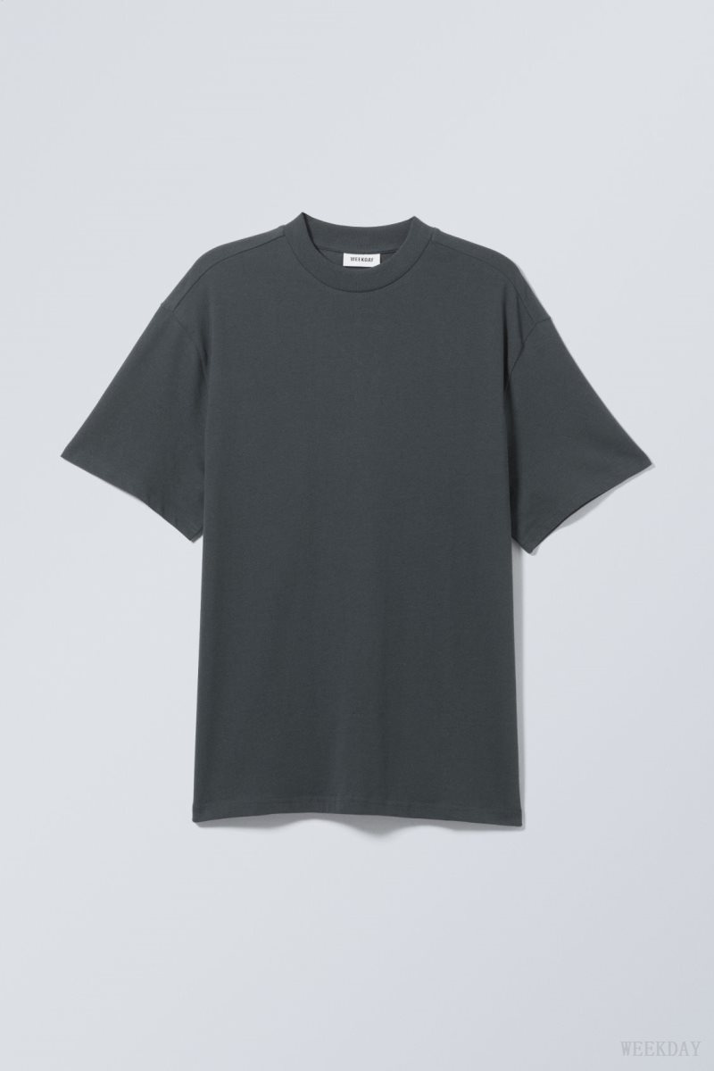 Weekday Great Heavyweight T-shirt Sötétszürke | ELEN1216