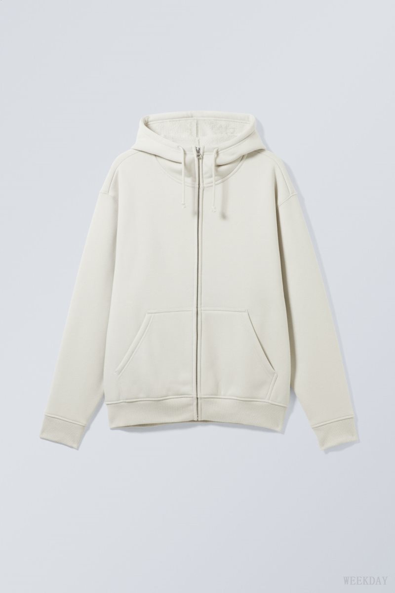 Weekday Hassan Fleece Zip Hoodie Világos | IQDI9090