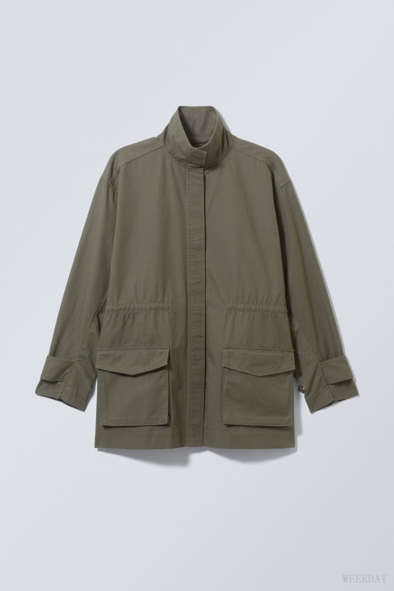 Weekday Hayden Workwear Jacket Sötétkhaki | NIJZ6363