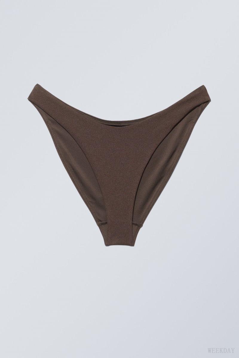 Weekday Highcut Bikini Bottoms Sötétbarna | OCKL1595