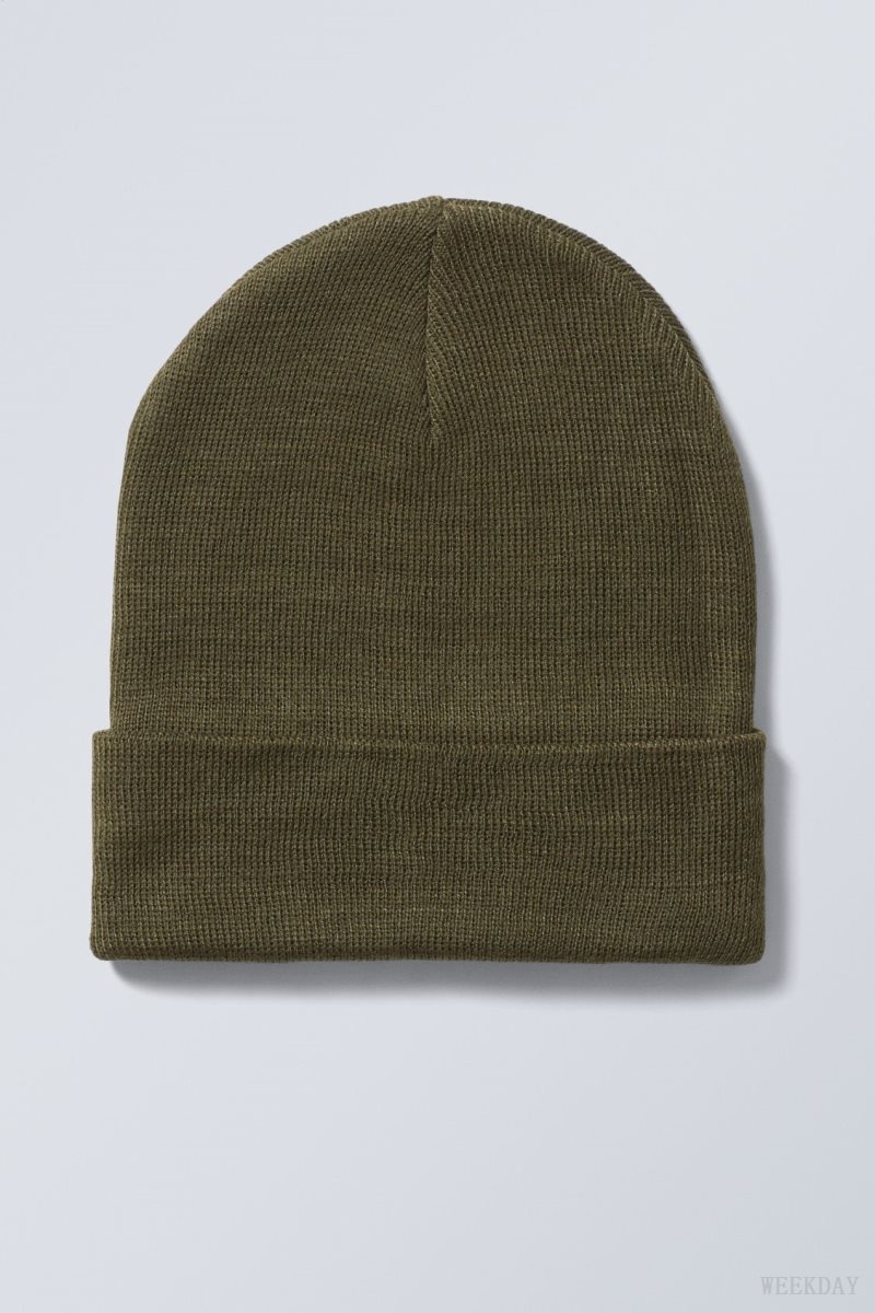 Weekday Ivy Knit Beanie Sötétkhaki Zöld | TKGM9857