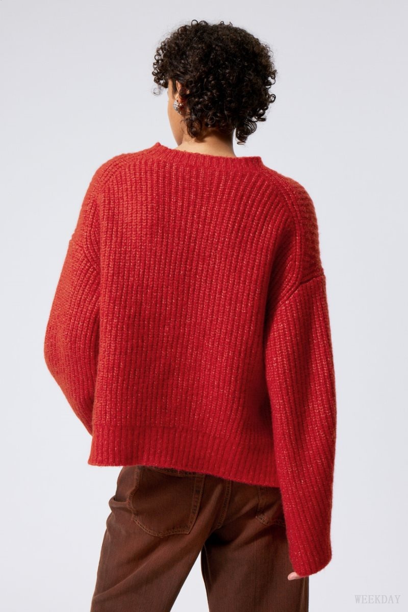 Weekday Ivy Knit Pulóver Piros | KHUV1109