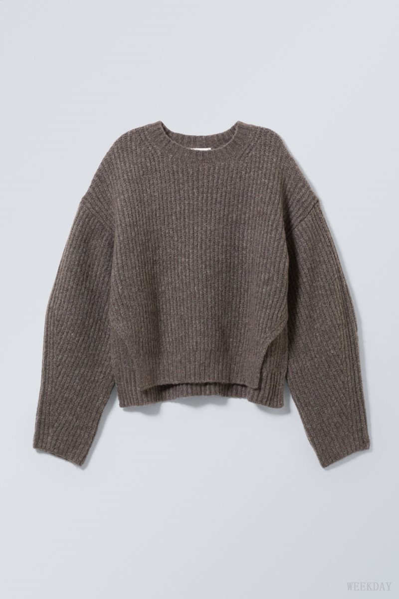 Weekday Ivy Knit Pulóver Sötét | VCZD5068