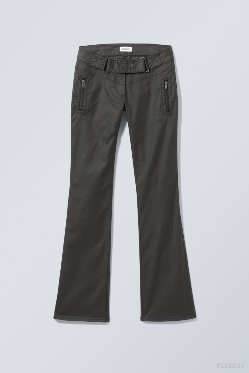 Weekday Jackie Low Derekú Trousers Fekete | ZCYE5326