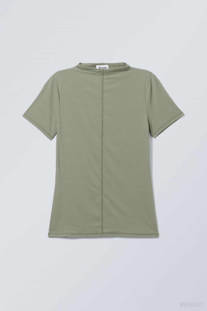 Weekday Jen Mockneck Top Khaki Zöld | GPLS2045