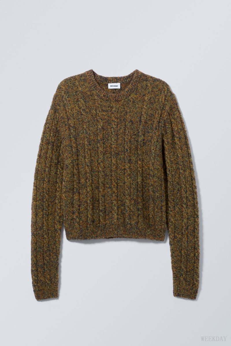 Weekday Jesper Gyapjú Blend Knit Pulóver Dusk Moss | UJWS9663