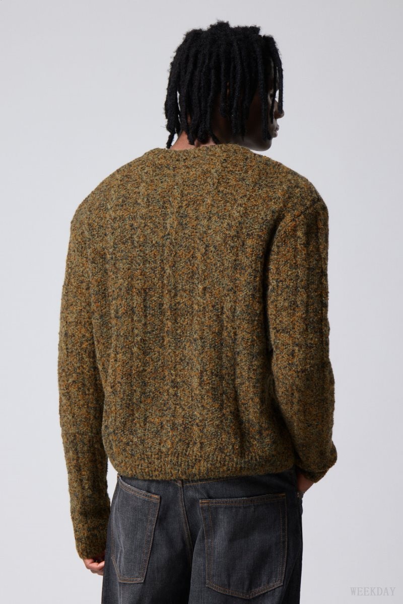 Weekday Jesper Gyapjú Blend Knit Pulóver Dusk Moss | UJWS9663