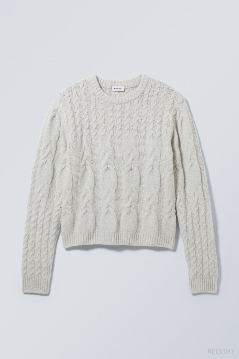 Weekday Jesper Gyapjú Blend Knit Pulóver Ecru | JTJI7736