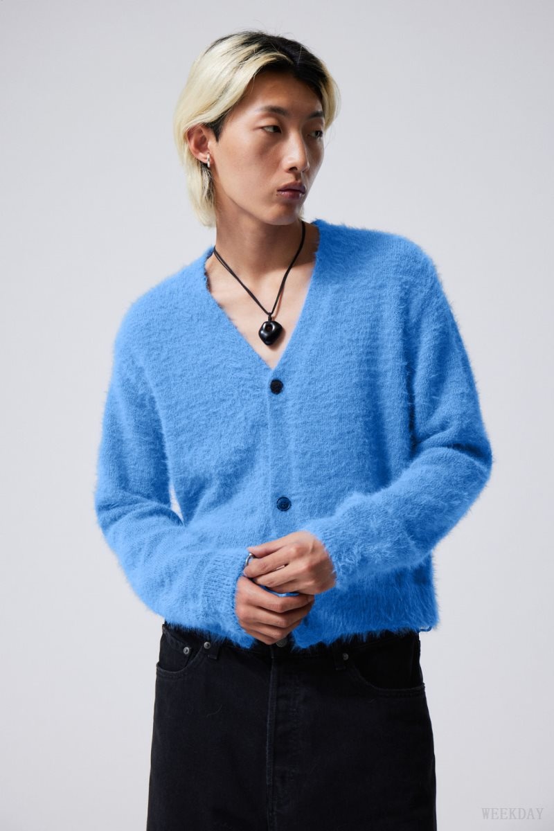 Weekday Jesper Regular Hairy Cardigan Kék | MWVN5793