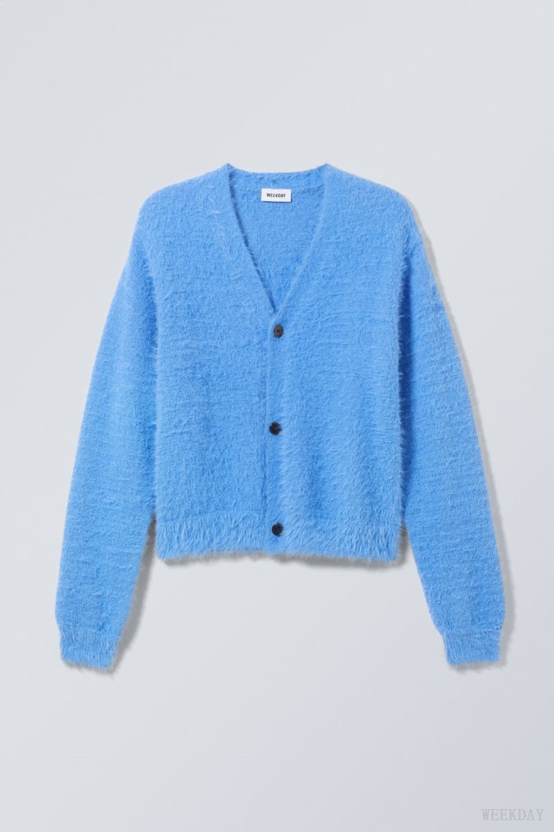 Weekday Jesper Regular Hairy Cardigan Kék | MWVN5793