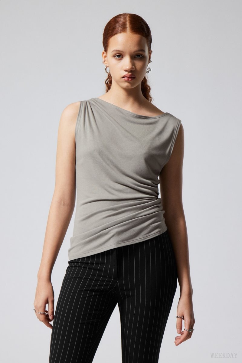 Weekday Joan Drape Top Szürke | SLCN3923