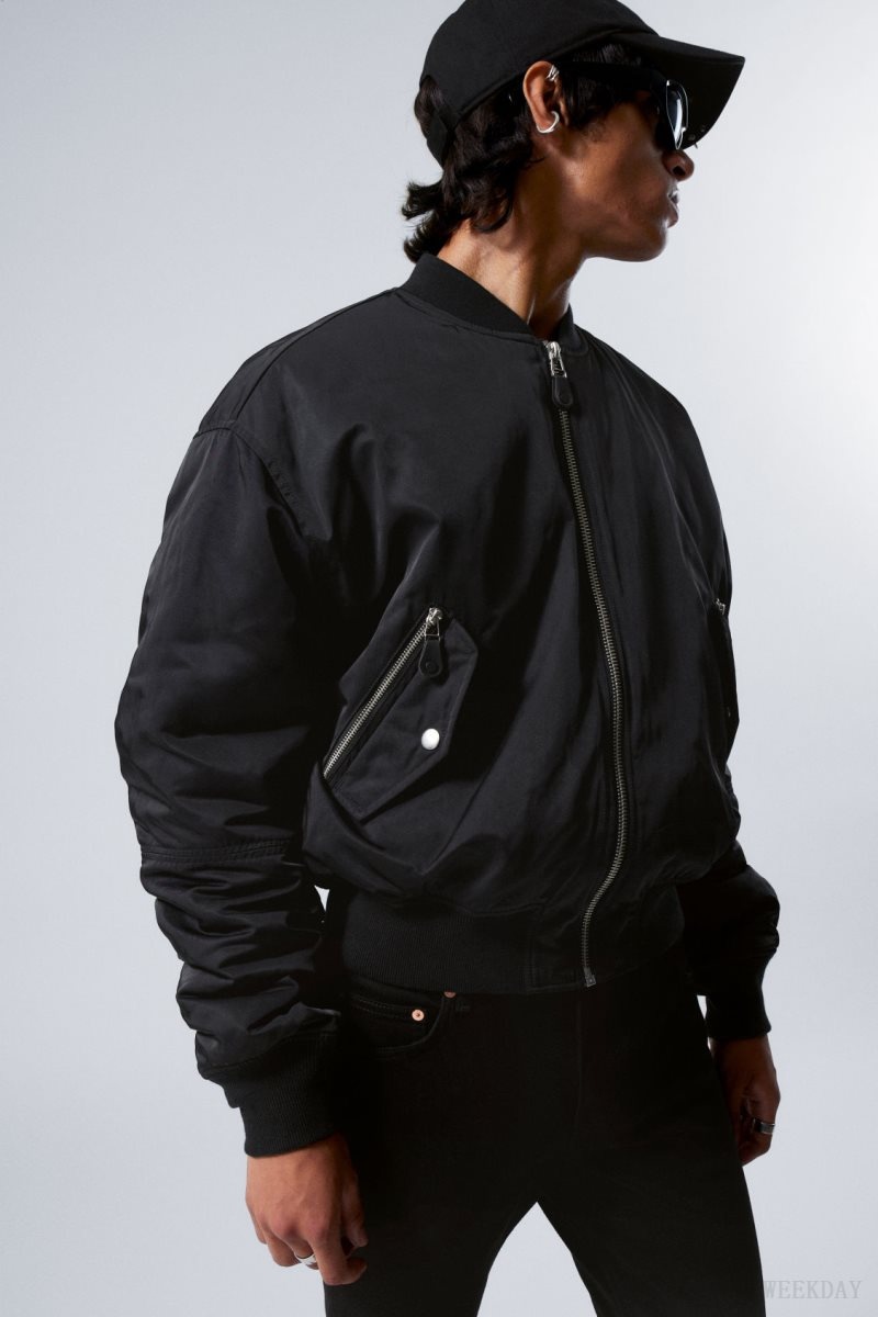 Weekday Jon Bomber Jacket Fekete | DPPQ3983