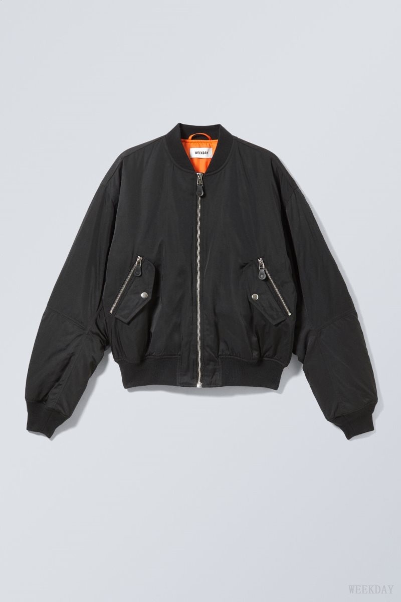 Weekday Jon Bomber Jacket Fekete | DPPQ3983