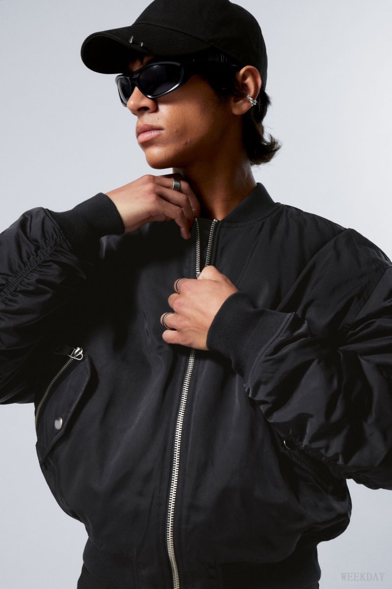 Weekday Jon Bomber Jacket Fekete | DPPQ3983