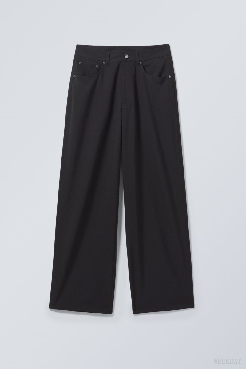 Weekday Juun Baggy Trousers Fekete | SUXY5610