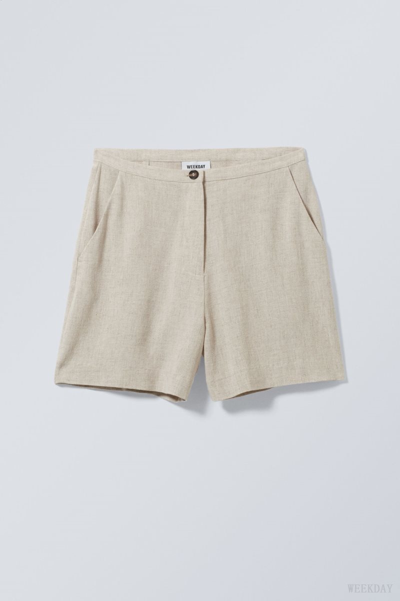 Weekday Kit Linen Mix Shorts Ecru | ADRW9116