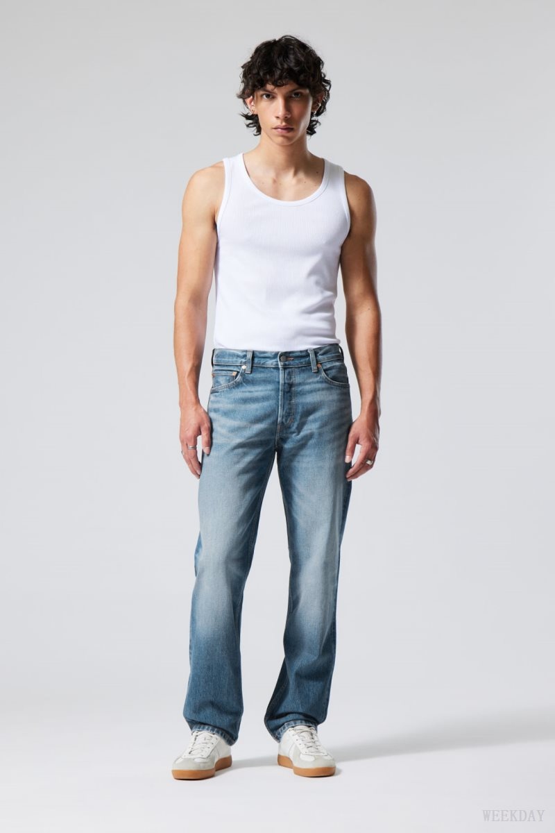 Weekday Klean Regular Egyenes Jeans Kék | HWYD2128