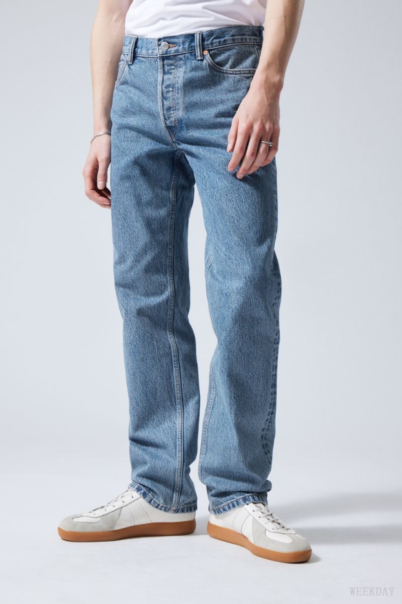 Weekday Klean Regular Egyenes Jeans Kék | QMHD5431