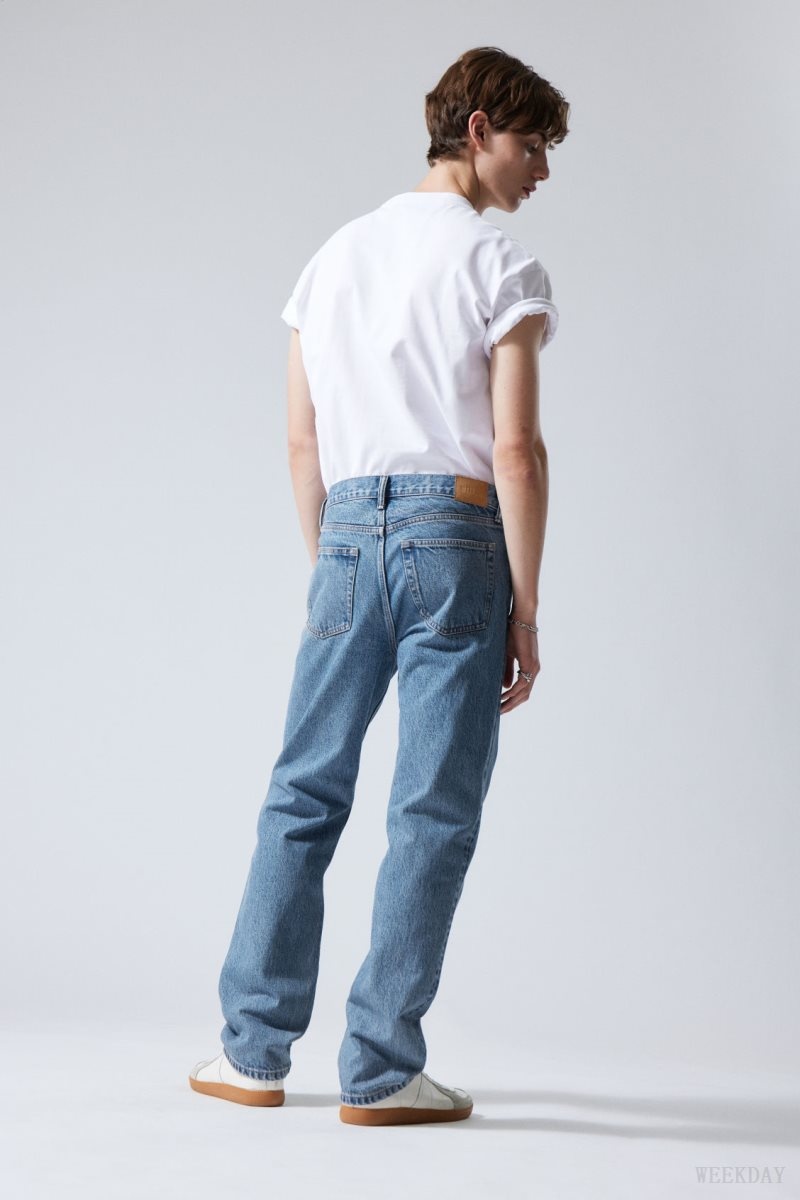 Weekday Klean Regular Egyenes Jeans Kék | QMHD5431