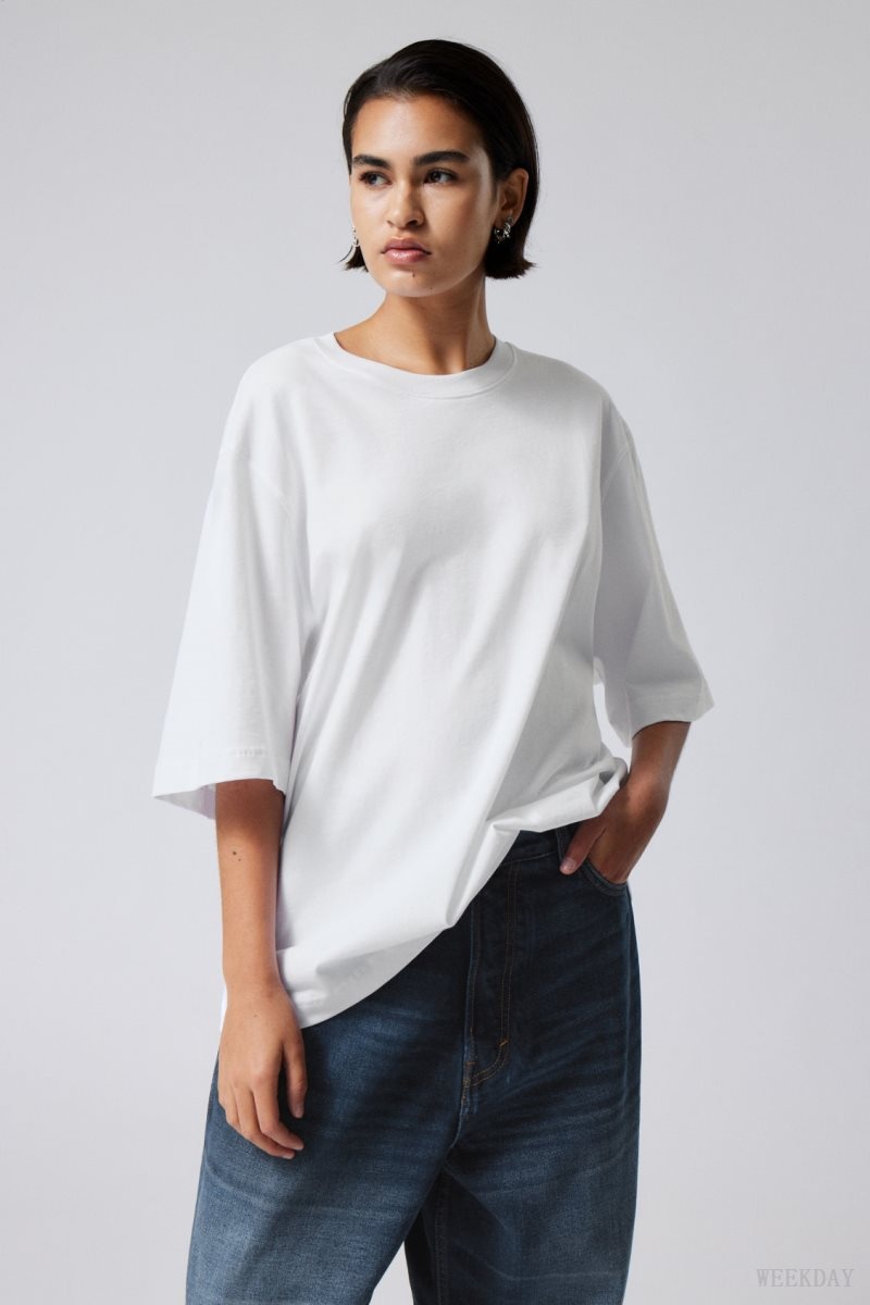 Weekday Loose Oversized Fit T-shirt Fehér | XKIB7467