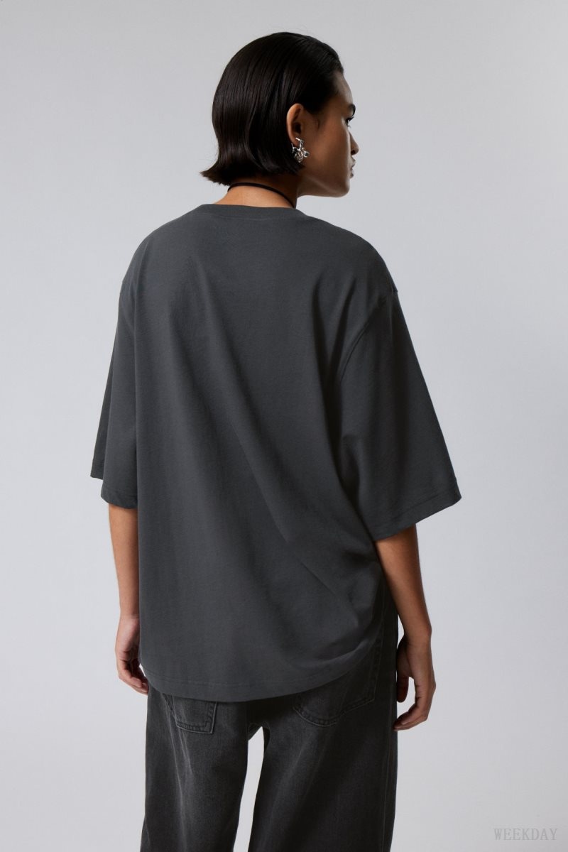 Weekday Loose Oversized Fit T-shirt Fekete | IZML6937